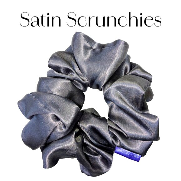 Amiga Mia large grey satin scrunchies hand crafted - Picture 4 of 5
